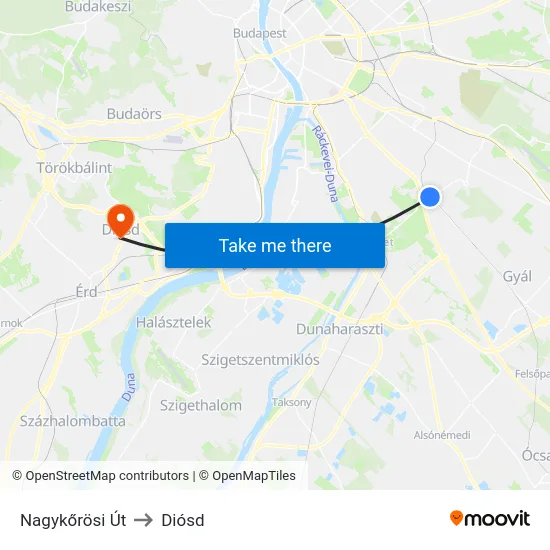 Nagykőrösi Út to Diósd map