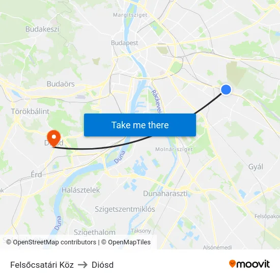 Felsőcsatári Köz to Diósd map
