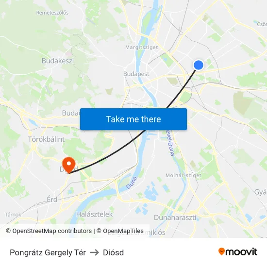 Pongrátz Gergely Tér to Diósd map