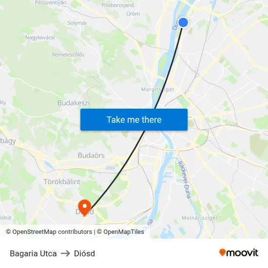 Bagaria Utca to Diósd map