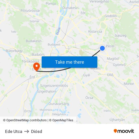 Ede Utca to Diósd map