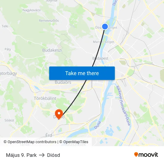 Május 9. Park to Diósd map