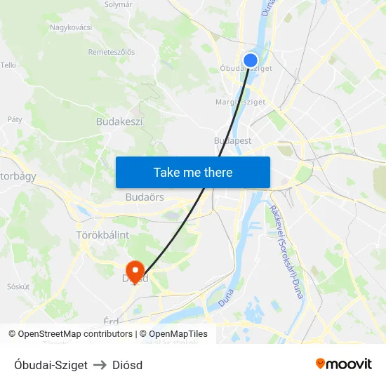 Óbudai-Sziget to Diósd map