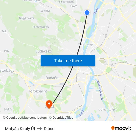 Mátyás Király Út to Diósd map