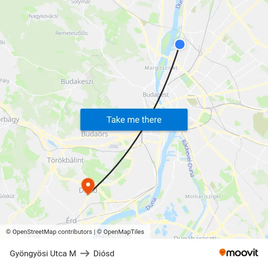 Gyöngyösi Utca M to Diósd map