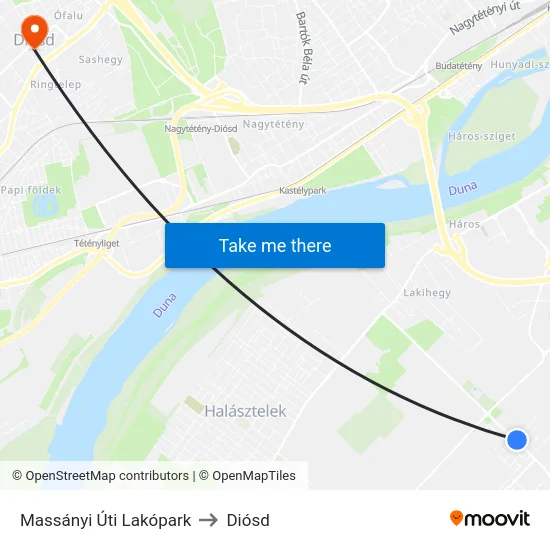 Massányi Úti Lakópark to Diósd map