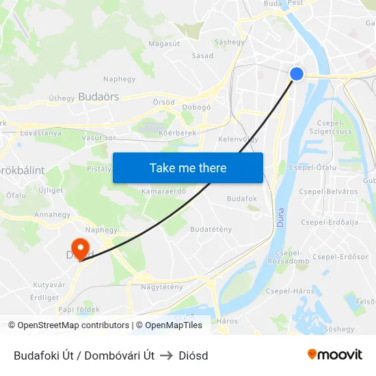 Budafoki Út / Dombóvári Út to Diósd map
