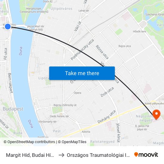 Margit Híd, Budai Hídfő H to Országos Traumatológiai Intézet map