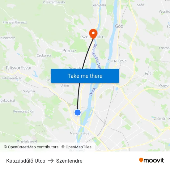 Kaszásdűlő Utca to Szentendre map