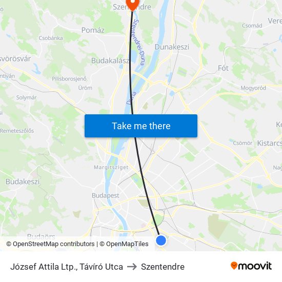 József Attila Ltp., Távíró Utca to Szentendre map