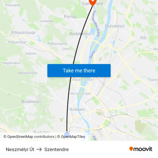 Neszmélyi Út to Szentendre map