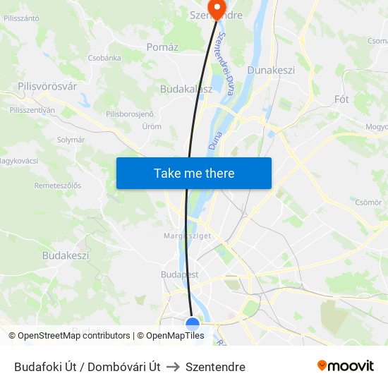 Budafoki Út / Dombóvári Út to Szentendre map
