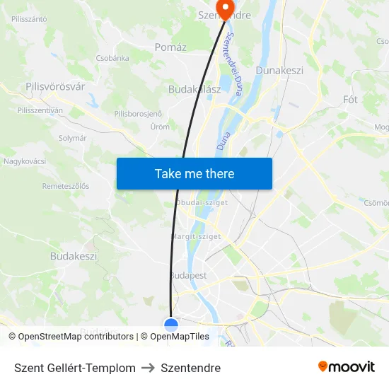 Szent Gellért-Templom to Szentendre map