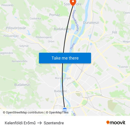 Kelenföldi Erőmű to Szentendre map