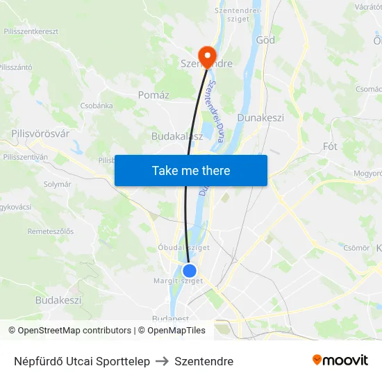 Népfürdő Utcai Sporttelep to Szentendre map