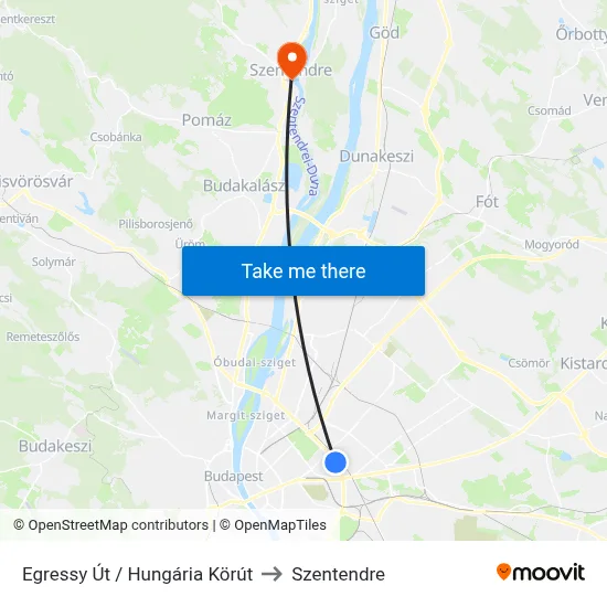Egressy Út / Hungária Körút to Szentendre map