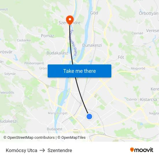 Komócsy Utca to Szentendre map