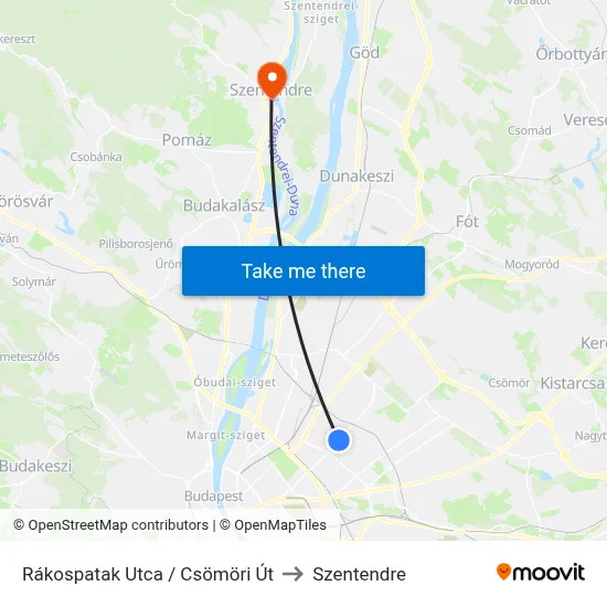 Rákospatak Utca / Csömöri Út to Szentendre map