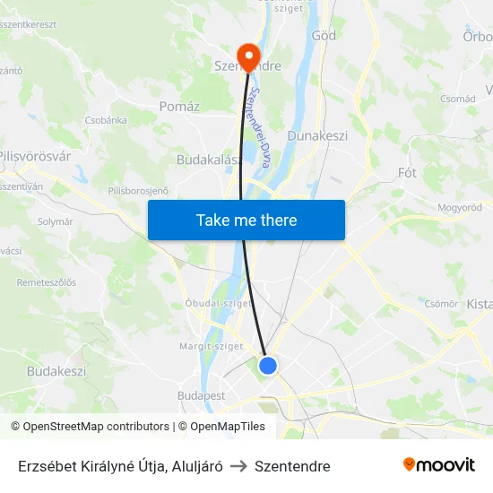 Erzsébet Királyné Útja, Aluljáró to Szentendre map