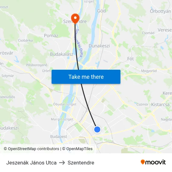 Jeszenák János Utca to Szentendre map
