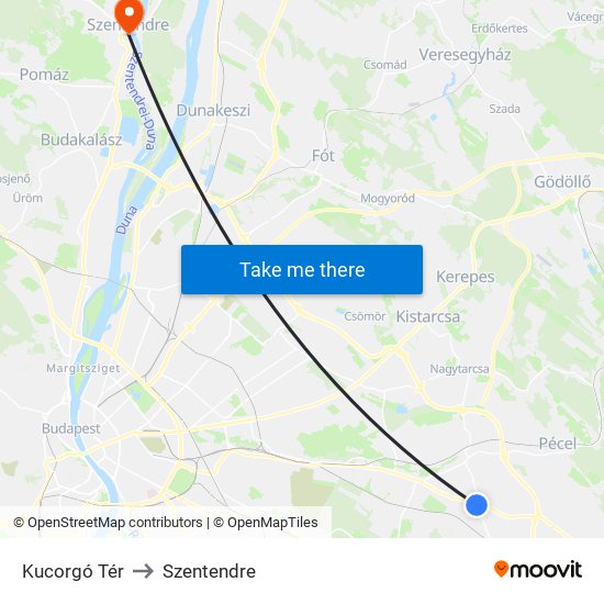 Kucorgó Tér to Szentendre map