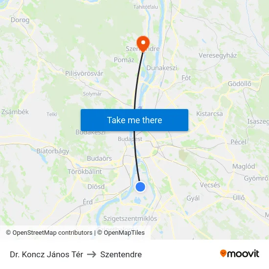 Dr. Koncz János Tér to Szentendre map