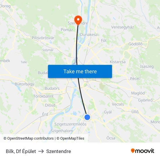 Bilk, Df Épület to Szentendre map