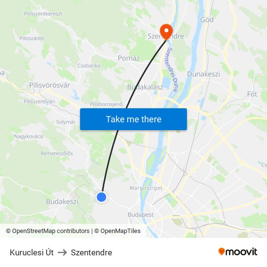 Kuruclesi Út to Szentendre map