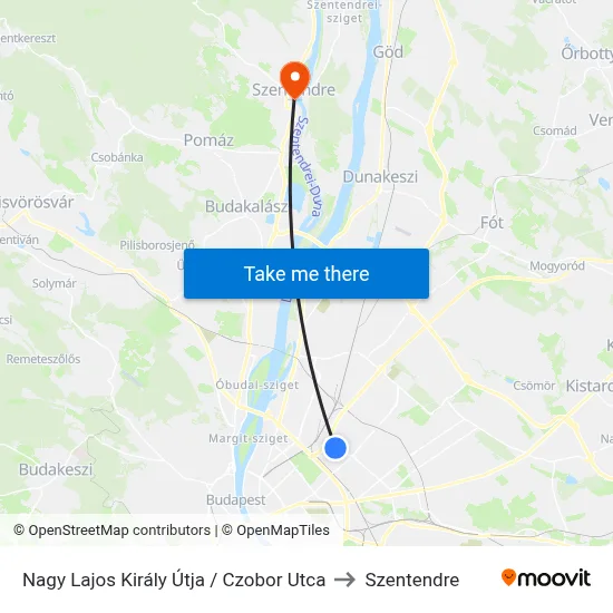 Nagy Lajos Király Útja / Czobor Utca to Szentendre map