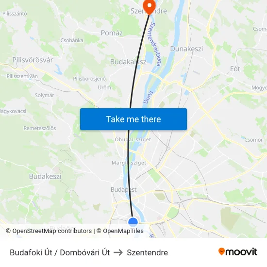 Budafoki Út / Dombóvári Út to Szentendre map