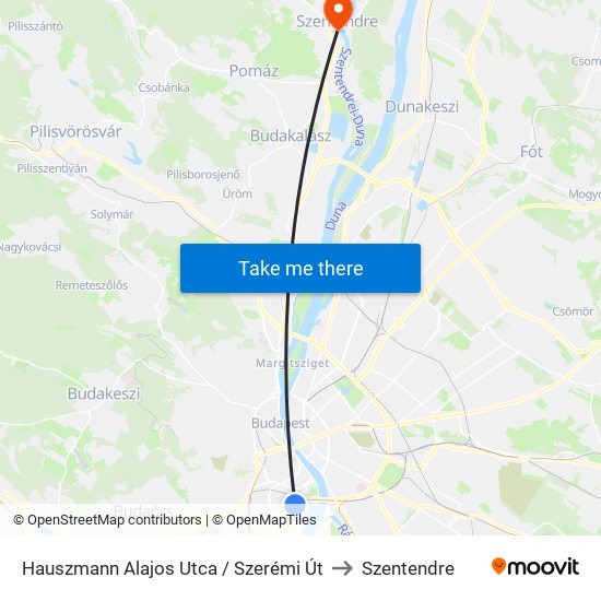 Hauszmann Alajos Utca / Szerémi Út to Szentendre map