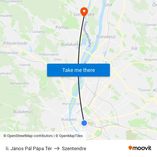 Ii. János Pál Pápa Tér to Szentendre map