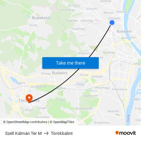 Széll Kálmán Tér M to Törökbálint map