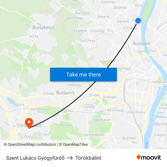 Szent Lukács Gyógyfürdő to Törökbálint map