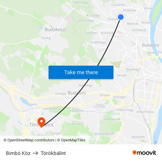 Bimbó Köz to Törökbálint map