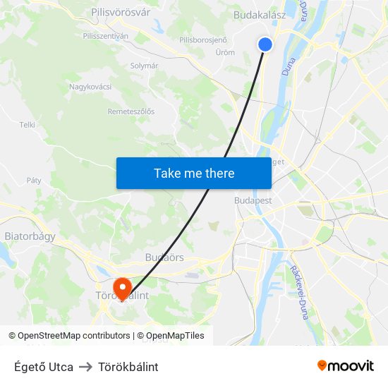 Égető Utca to Törökbálint map