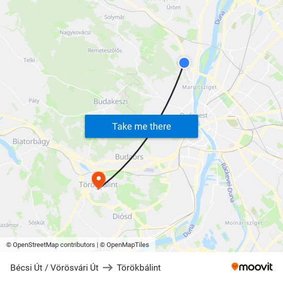 Bécsi Út / Vörösvári Út to Törökbálint map