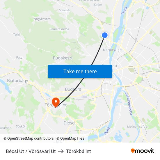 Bécsi Út / Vörösvári Út to Törökbálint map
