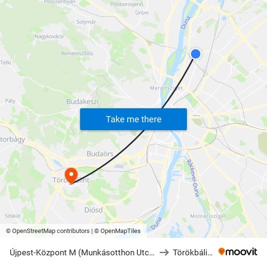 Újpest-Központ M (Munkásotthon Utca) to Törökbálint map