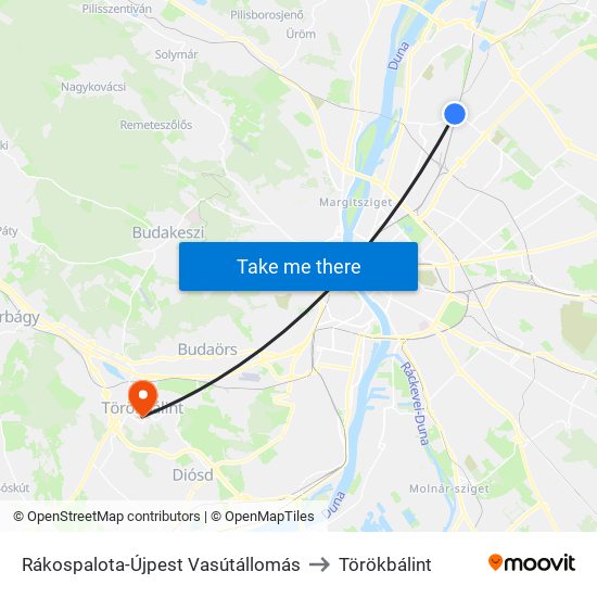 Rákospalota-Újpest Vasútállomás to Törökbálint map