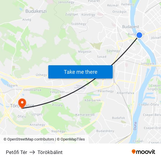 Petőfi Tér to Törökbálint map