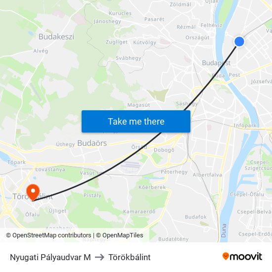 Nyugati Pályaudvar M to Törökbálint map