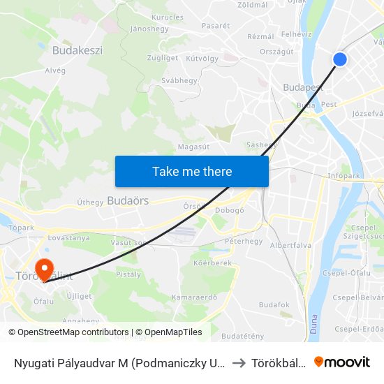 Nyugati Pályaudvar M (Podmaniczky Utca) to Törökbálint map