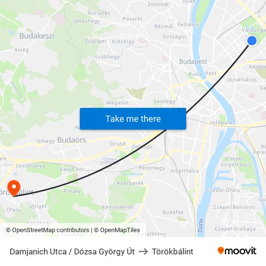 Damjanich Utca / Dózsa György Út to Törökbálint map