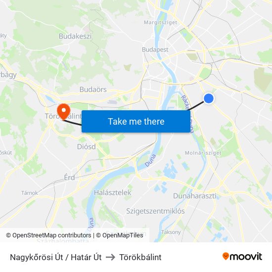 Nagykőrösi Út / Határ Út to Törökbálint map