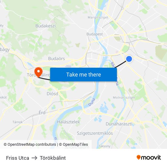 Friss Utca to Törökbálint map