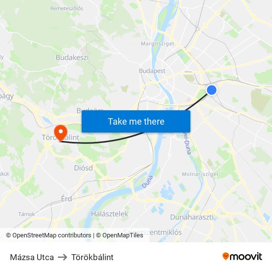 Mázsa Utca to Törökbálint map