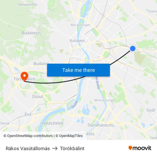 Rákos Vasútállomás to Törökbálint map