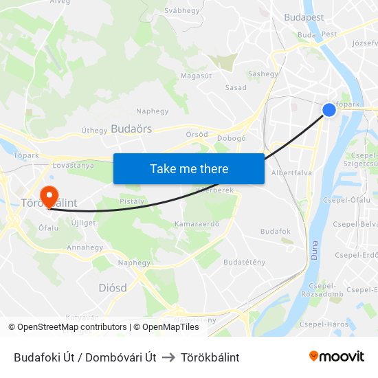 Budafoki Út / Dombóvári Út to Törökbálint map