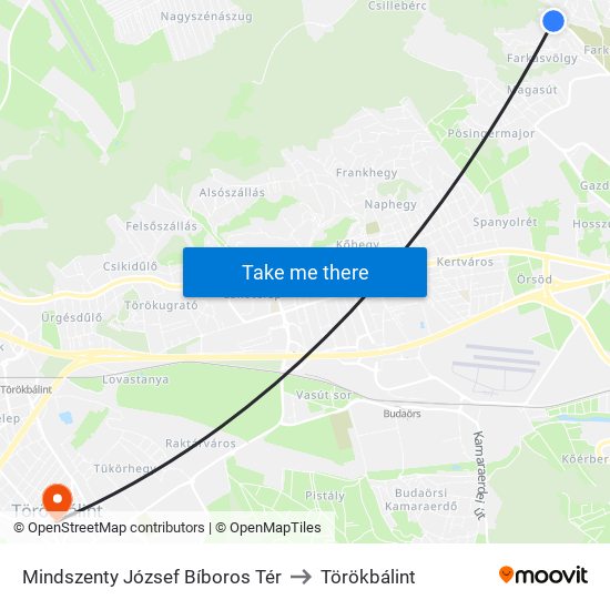 Mindszenty József Bíboros Tér to Törökbálint map